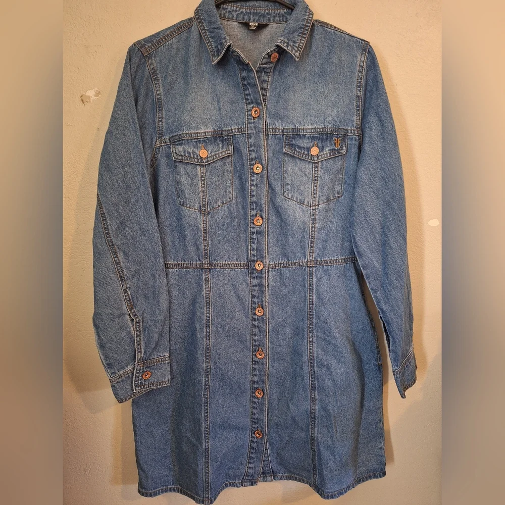 NEW FRYE Denim Button-Up Dress - Picture 2 of 5